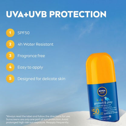 Nivea Sun Kids SPF50 Protect & Play Sunscreen Lotion Roll-On 65ml