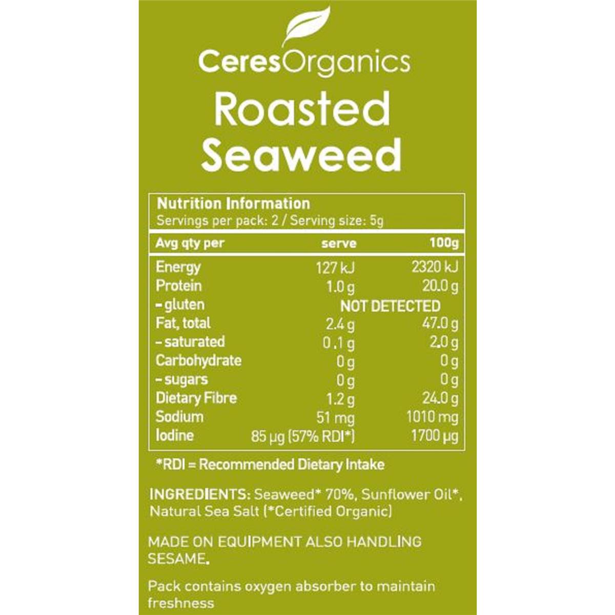 Ceres Organics Seaweed Nori 11.3g