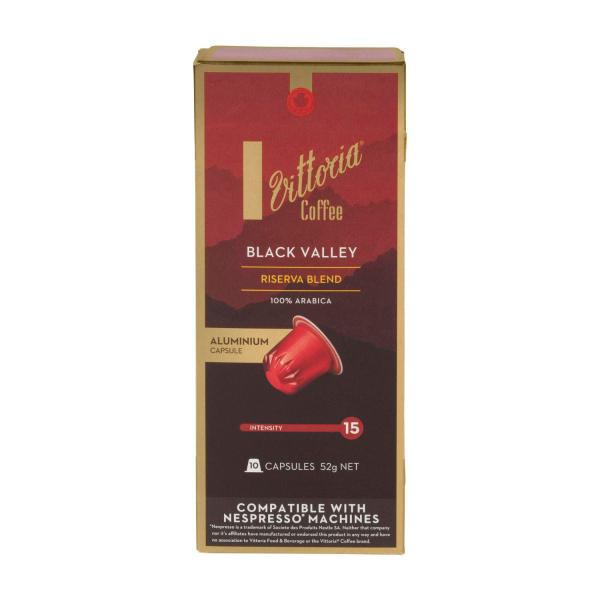 VITTORIA BLACK VALLEY NESPRESSO COMPATIBLE COFFEE CAPSULES 10 PACK