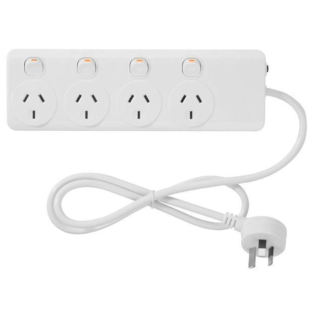 Individually Switch 4 Outlet Powerboard - Arlec