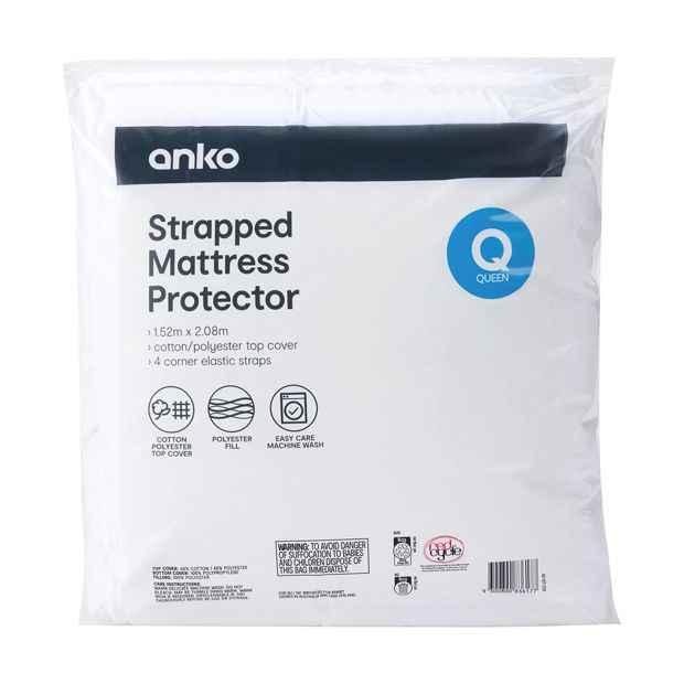 Strapped Mattress Protector, Queen Bed - Anko