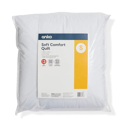 High Warmth Soft Comfort Quilt, Single Bed - Anko