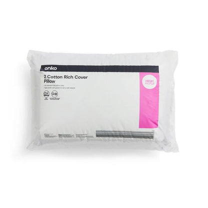 Cotton Rich High Profile Pillows, Set of 2 - Anko