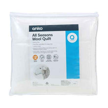 Medium Warmth All Seasons Wool Quilt, Queen Bed - Anko