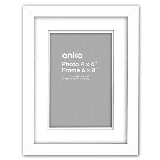Photo Frame 4" x 6", White - Anko