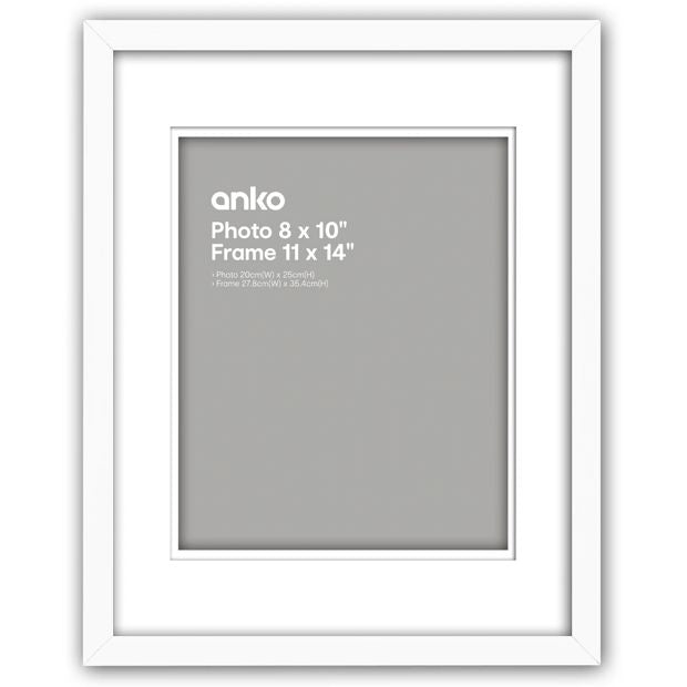 Photo Frame 8" x 10", White - Anko