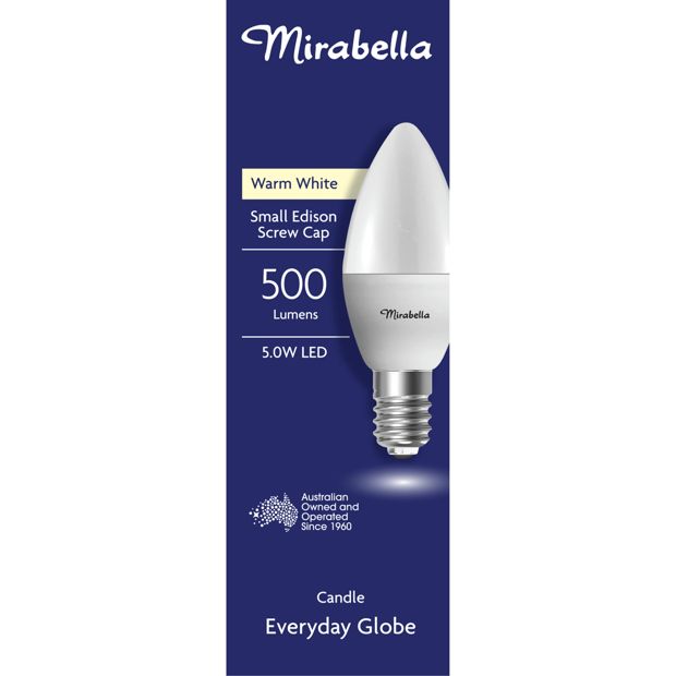 Mirabella Candle LED 5W E14 Small Edison Screw Light Bulb- Pearl Warm White
