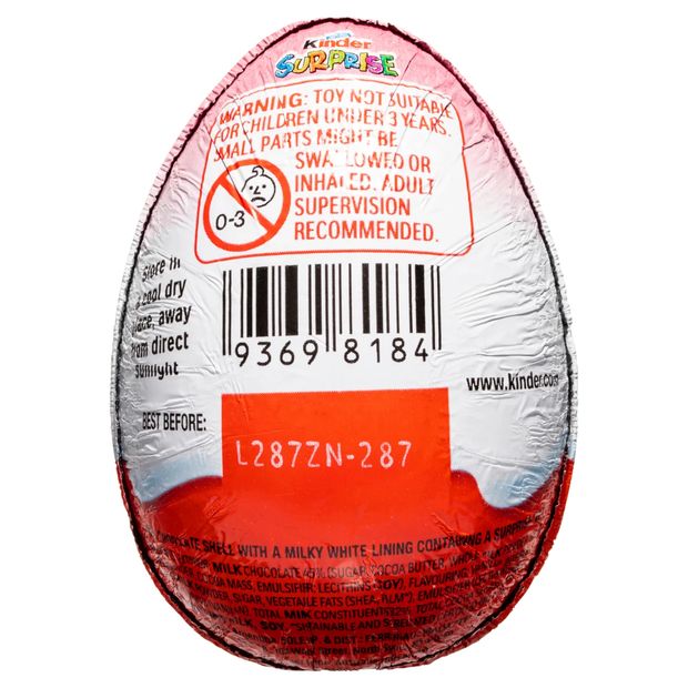 Kinder Surprise Milk Chocolate Egg Pink with Toy 20g