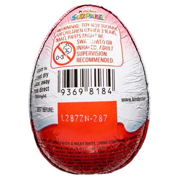Kinder Surprise Milk Chocolate Egg Pink with Toy 20g
