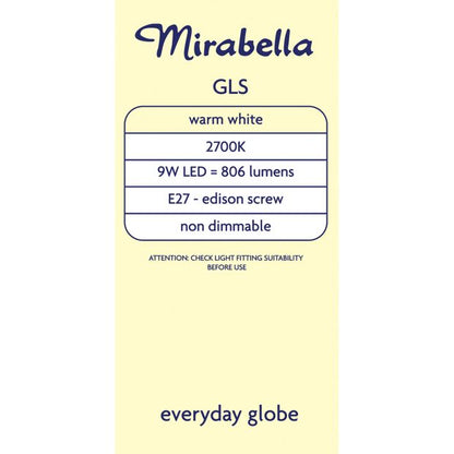 Mirabella GLS LED 9W E27 Edison Screw - Pearl Warm White