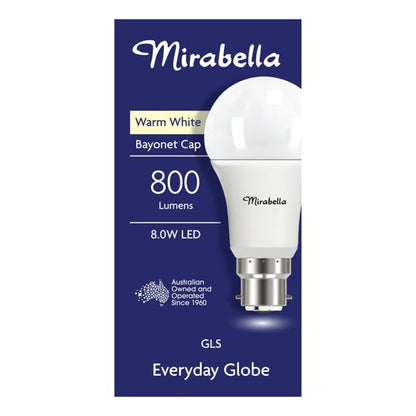 Mirabella GLS LED 9W B22 Bayonet Light Bulb - Pearl Warm White