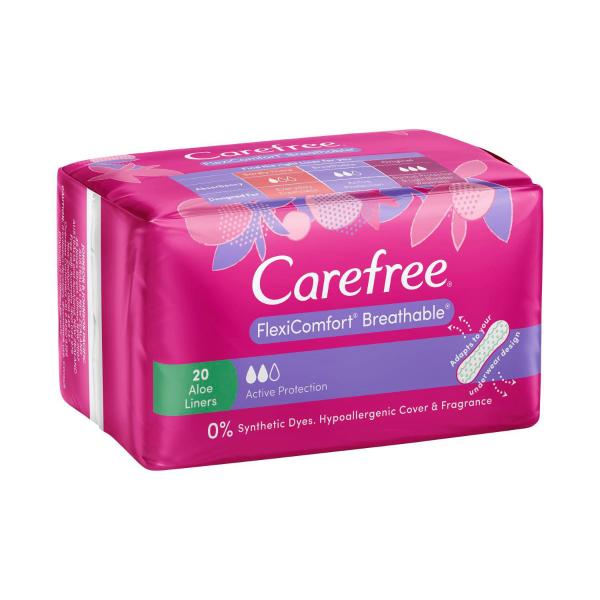 CAREFREE BREATHABLE FLEXICOMFORT SCENTED ALOE LINER 20PK