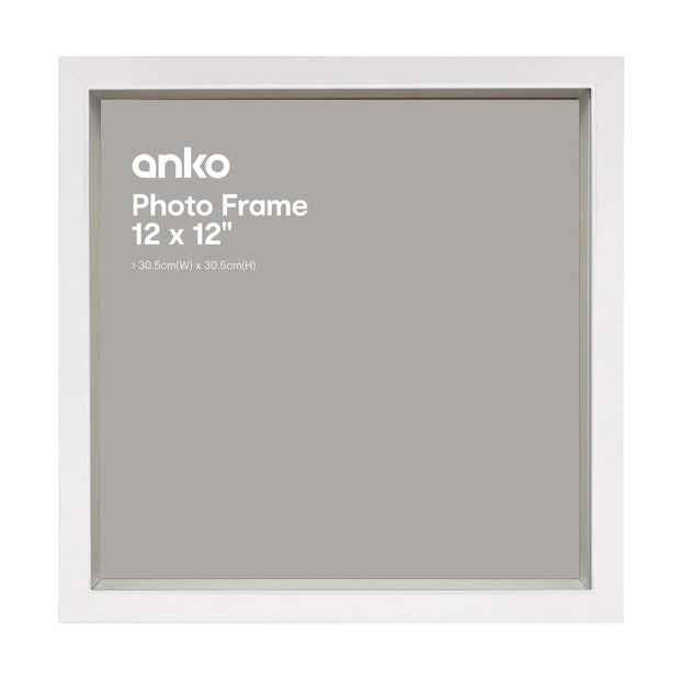 Shadow Box Frame, 12" x 12", White - Anko