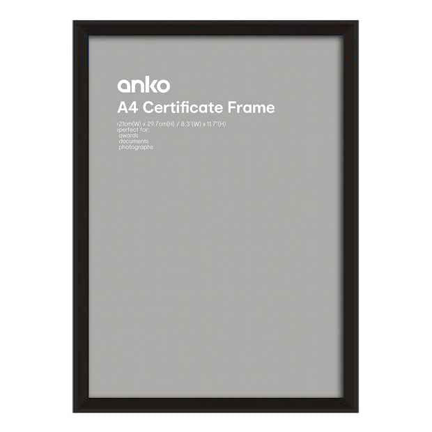 A4 Norway Certificate Frame, Black - Anko