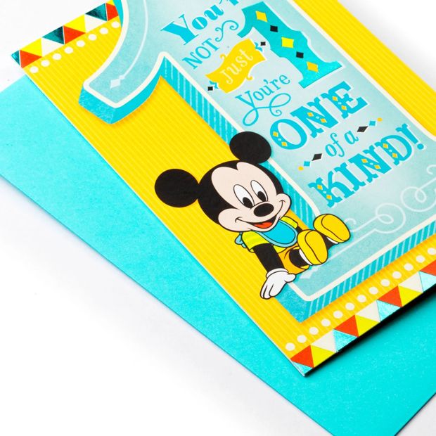 Hallmark Disney Mickey Mouse 1st Birthday Card
