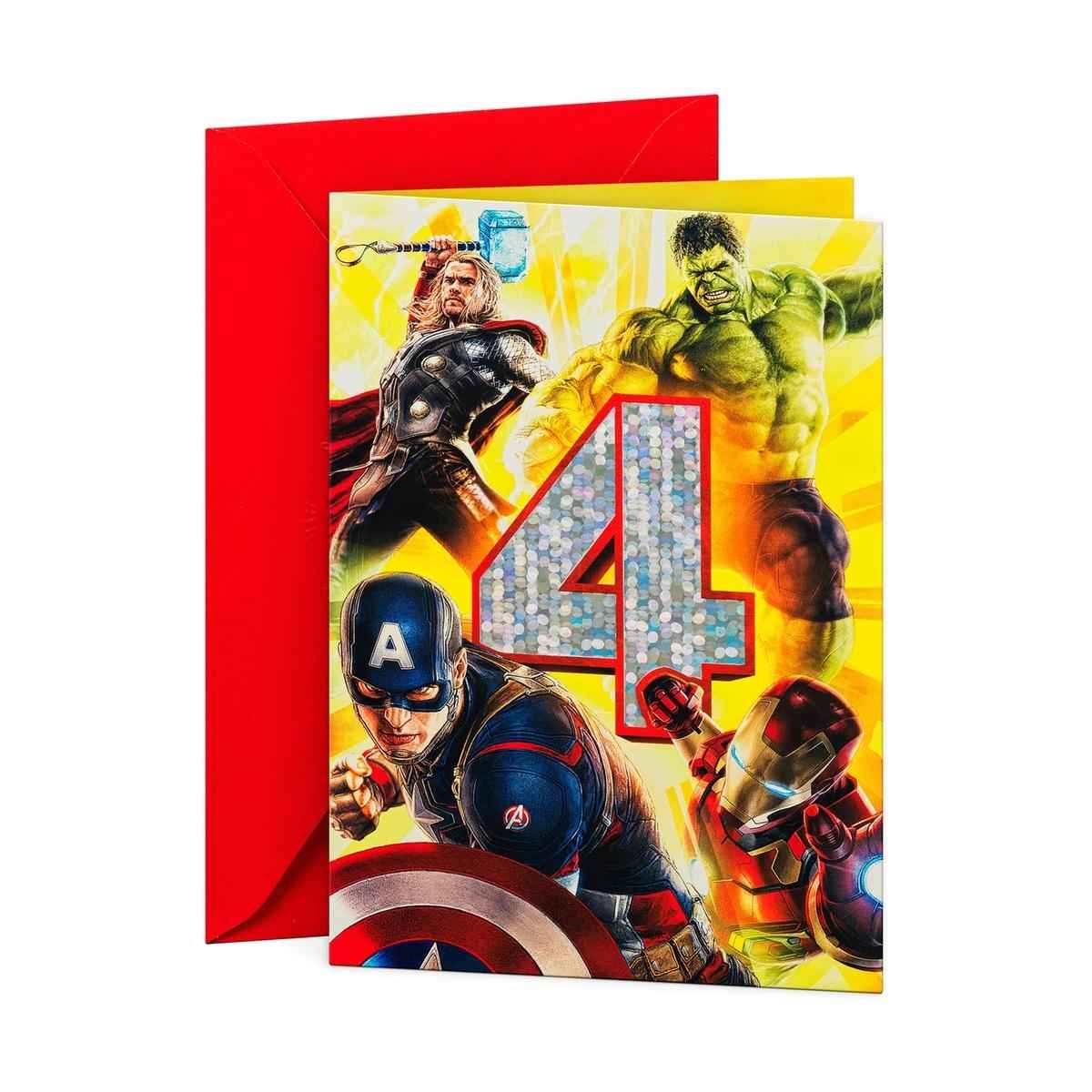 Hallmark Marvel Avengers Birthday Card - Age 4