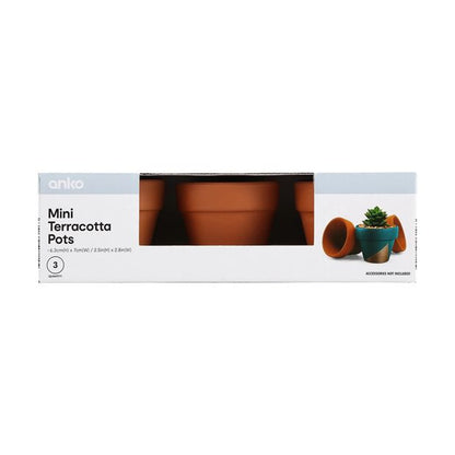 Mini Terracotta Pots, 3 Pack - Anko