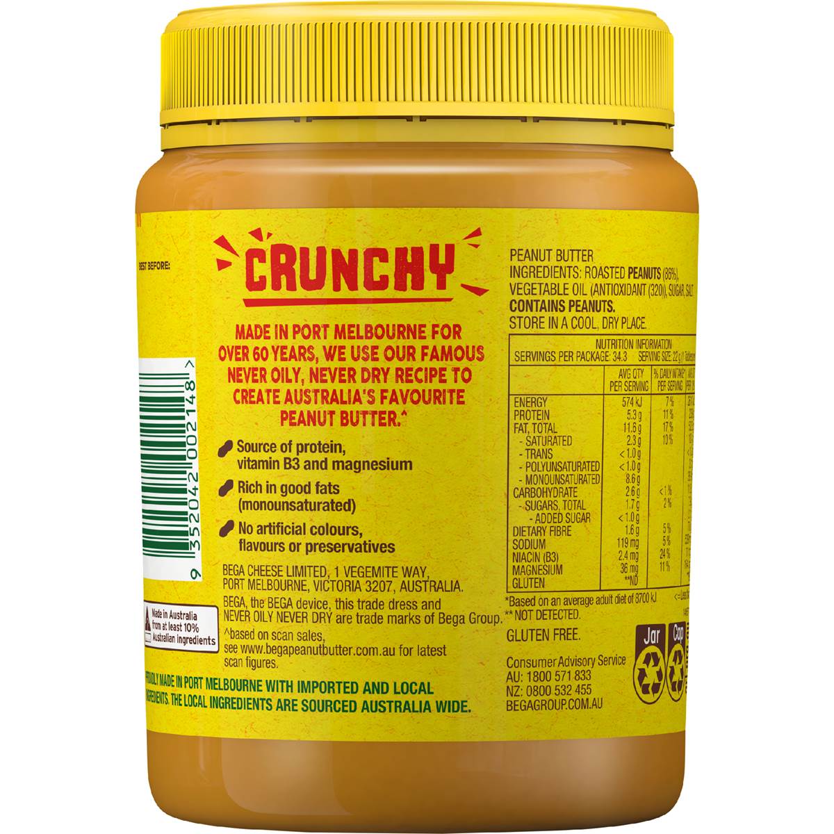 Bega Crunchy Peanut Butter 755g