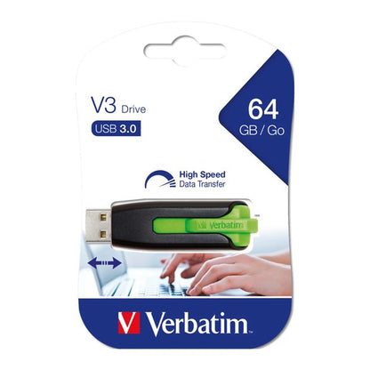 Verbatim V3 USB Drive, 64GB - Green