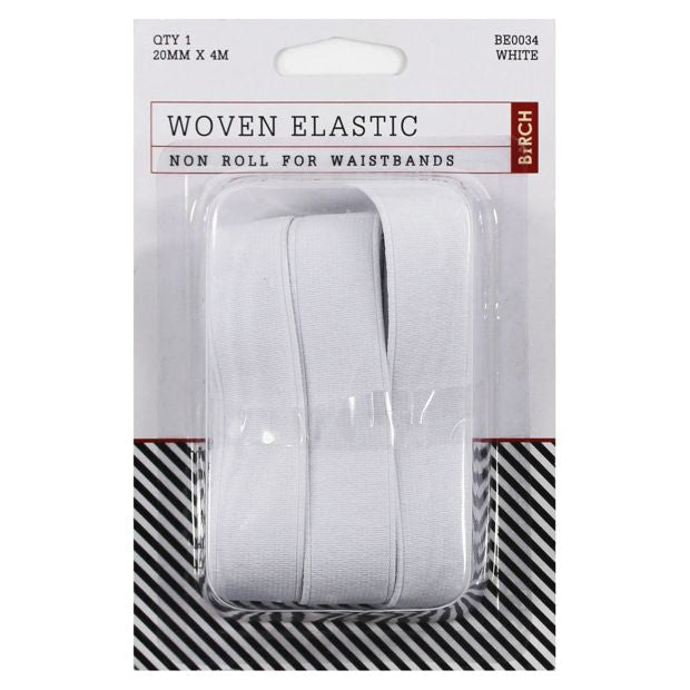 Birch Woven Elastic - White