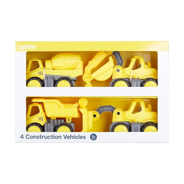 Construction Vehicles, 4 Pack - Anko