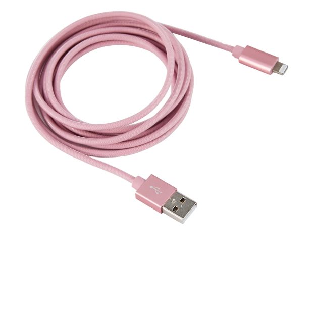 Lightning Cable, 2m Pink Rope - Anko