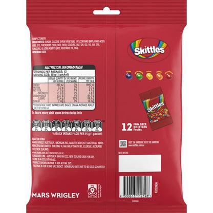 12 Pieces Skittles Fruits Chewy Lollies Party Share Bag 180g