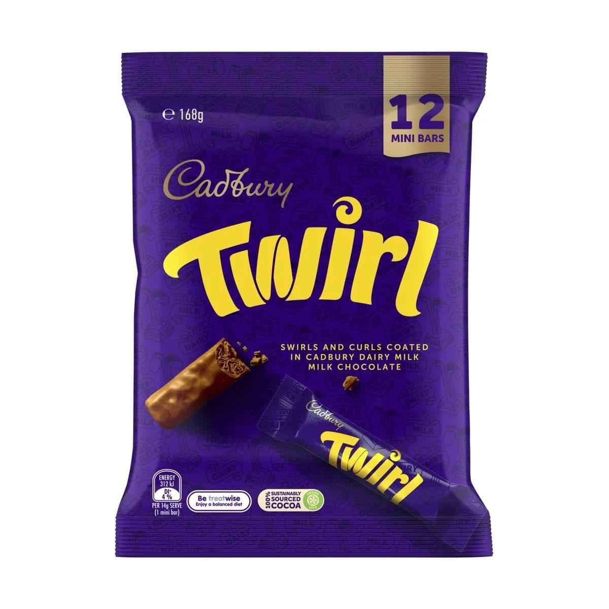 12 Pack Cadbury Twirl Mini Bars 168g