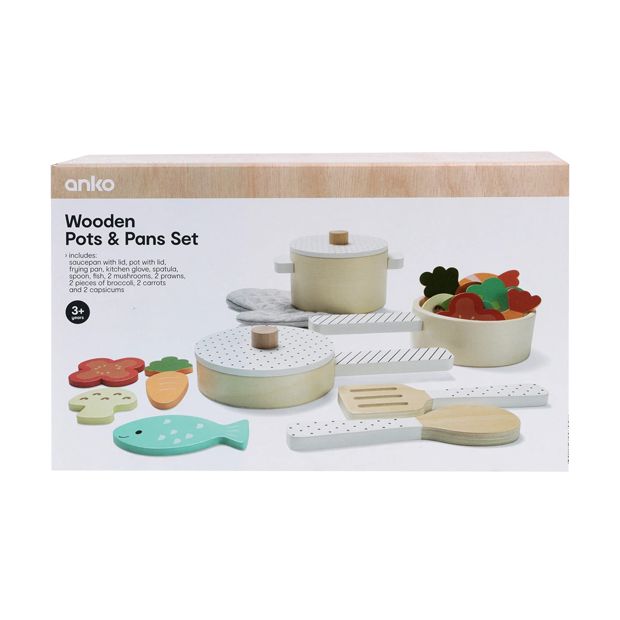 Wooden Pots And Pans Set - Anko