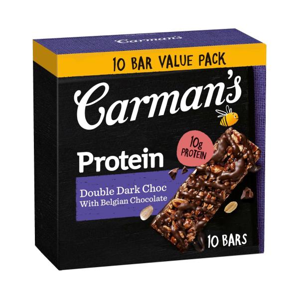 CARMANS DOUBLE DARK CHOC PROTEIN BARS 10 BAR VALUE PACK 400G
