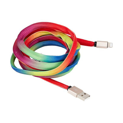 Lightning Cable, 2m Rainbow Rope - Anko