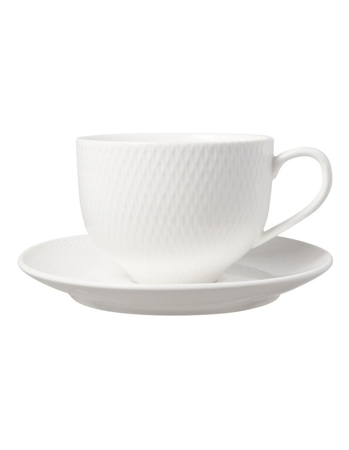 White Basics Diamonds Tea Cup & Saucer Set 260ml