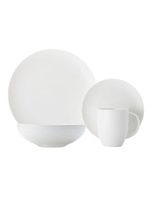 White Basics Diamonds Dinner Set 16 Piece in White