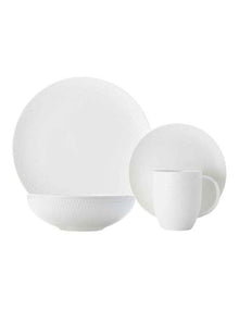 White Basics Diamonds Dinner Set 16 Piece in White