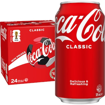 Coca-Cola Classic  Soft Drink Multipack Cans 375mL x 24 pack
