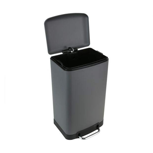 Matte Grey Rectangular Pedal Bin - Anko