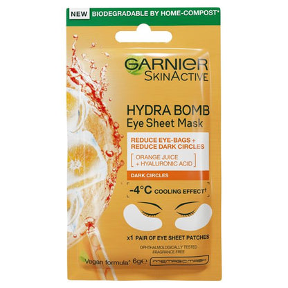 Garnier SkinActive Hydra Bomb Eye Sheet Mask 6g - Orange Juice & Hyaluronic Acid