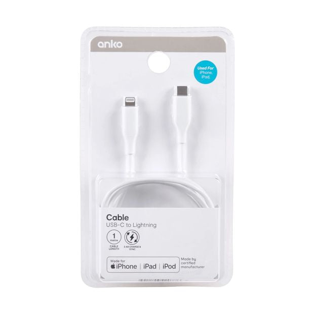 USB-C to Lightning Cable, 1m - Anko