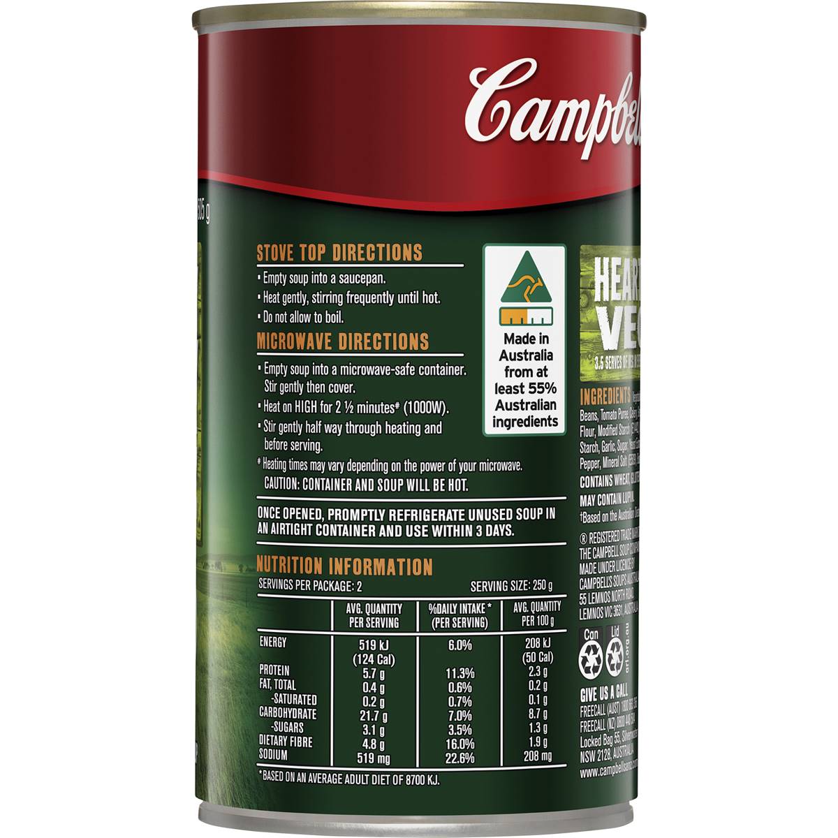Campbell's Chunky Hearty Veg Soup 505g
