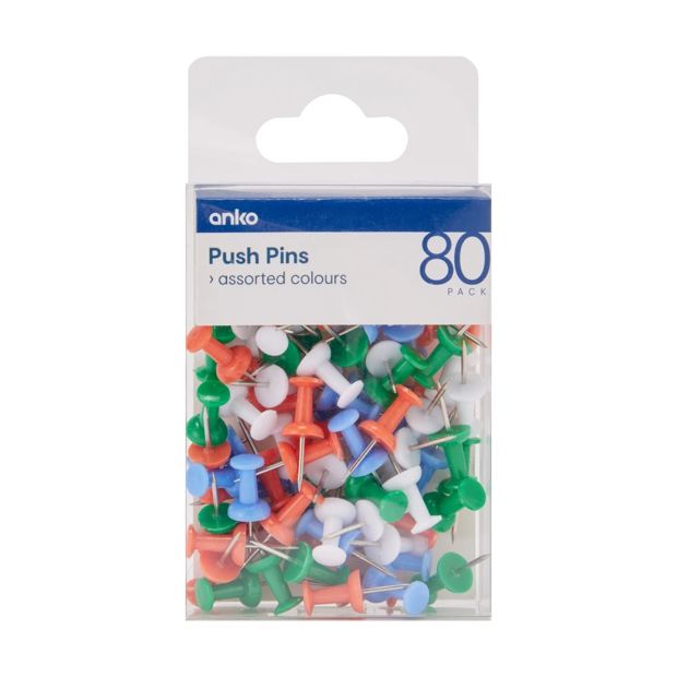 Push Pins, 80 Pack - Anko