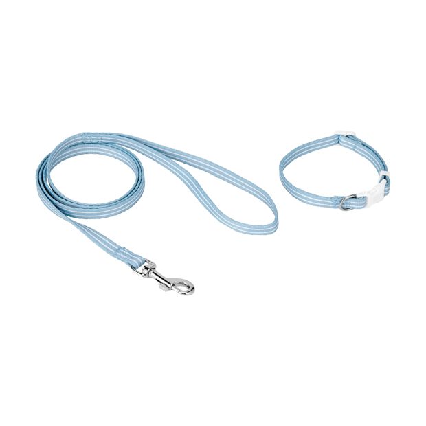 Dog Collar and Lead Set - Blue, Adjustable