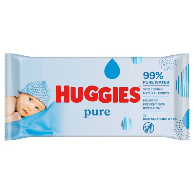 Huggies Pure Baby Cleansing Wipes - 72 Pack