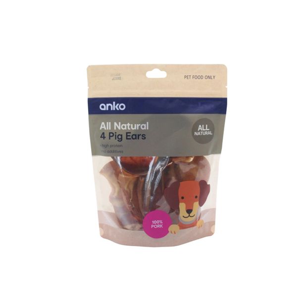 Pet Treat Pig Ears, 4 Pack - Anko