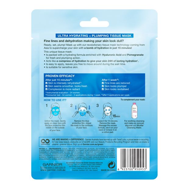 Garnier SkinActive Hydra Bomb Tissue Mask 32g - Pomegranate & Hyaluronic Acid