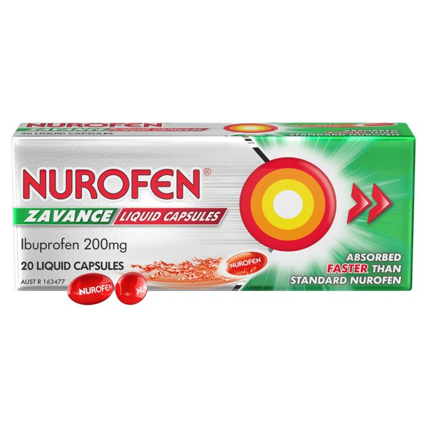 Nurofen Zavance Fast Pain Relief Liquid Capsules 200mg Ibuprofen - 20 Pack
