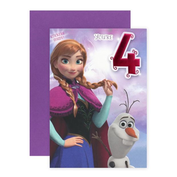 Connections from Hallmark 4th Birthday Card for Girl with Stickers - Anna and Olaf