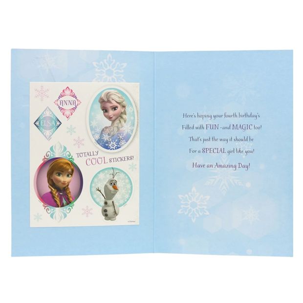 Connections from Hallmark 4th Birthday Card for Girl with Stickers - Anna and Olaf