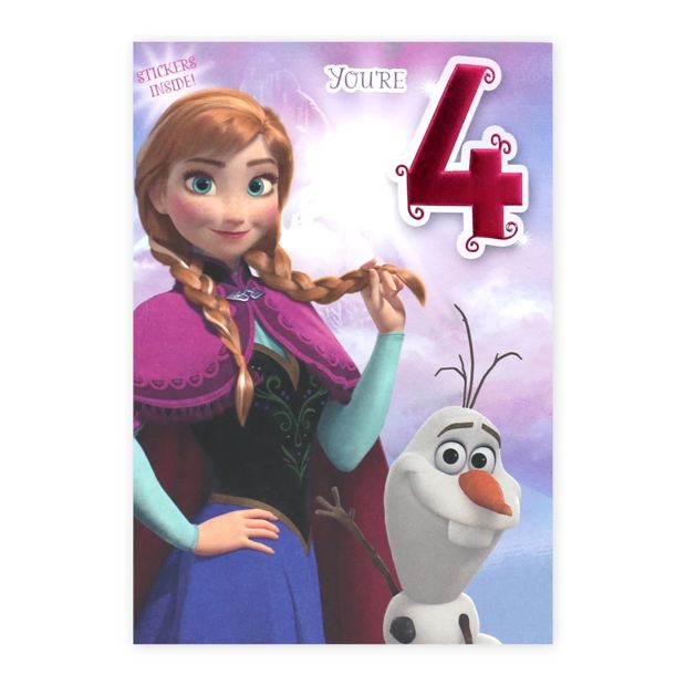 Connections from Hallmark 4th Birthday Card for Girl with Stickers - Anna and Olaf