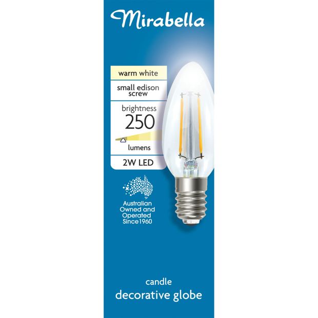 Mirabella Filament LED 2W E14 Small Edison Screw Light Bulb - Clear Warm White