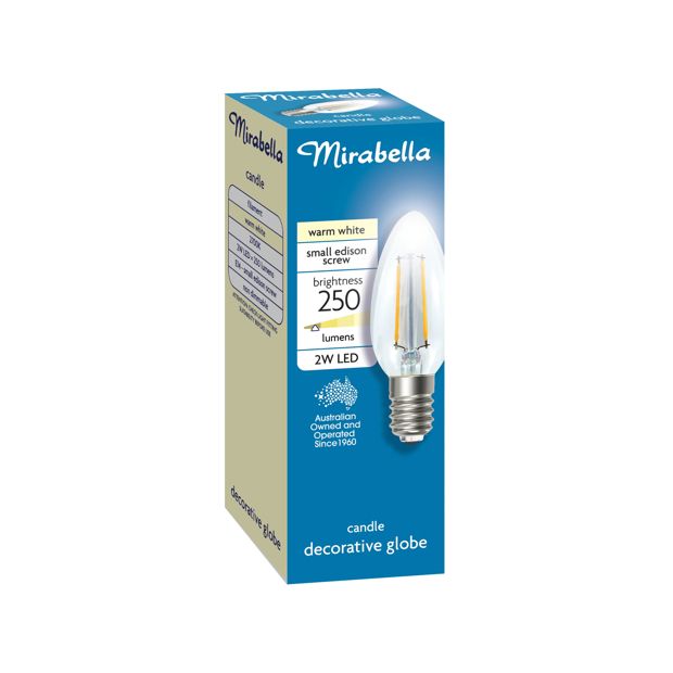Mirabella Filament LED 2W E14 Small Edison Screw Light Bulb - Clear Warm White